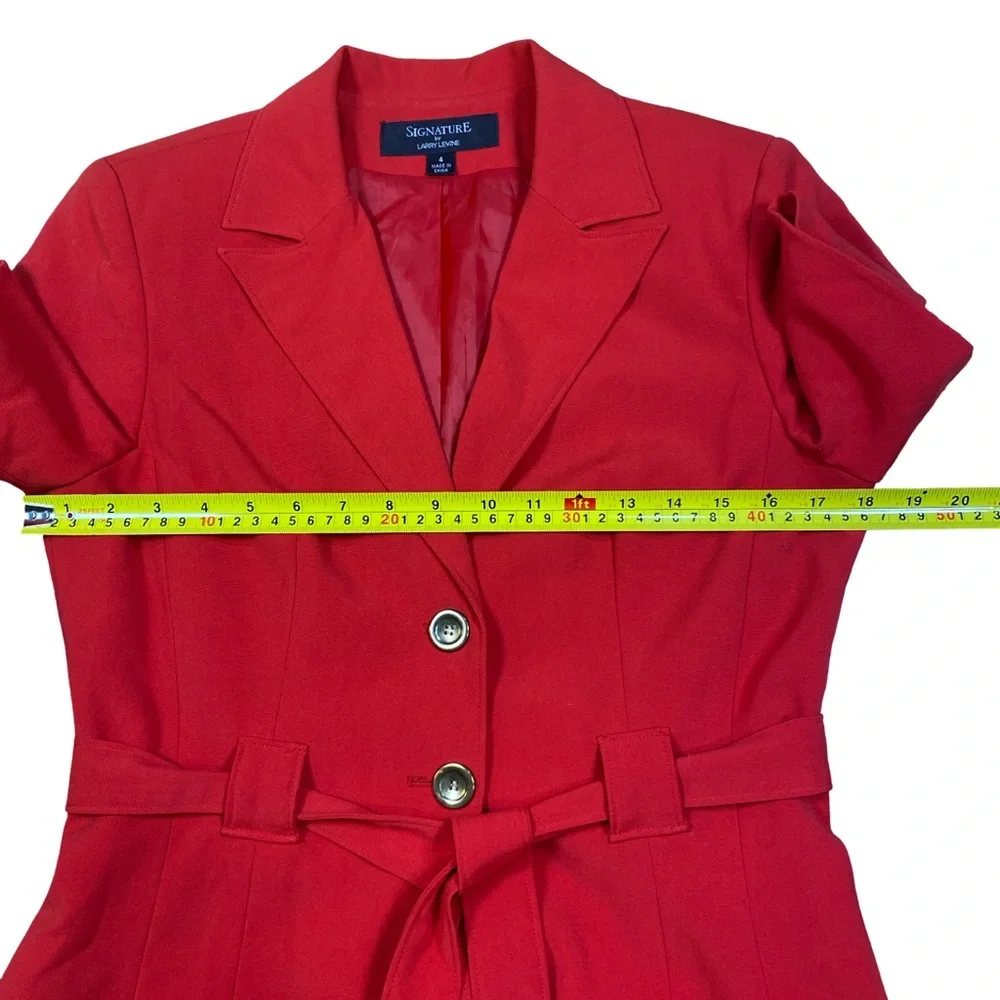 Signature by Larry Levine Belted Short Sleeve Business Jacket‎ Blazer Size 4